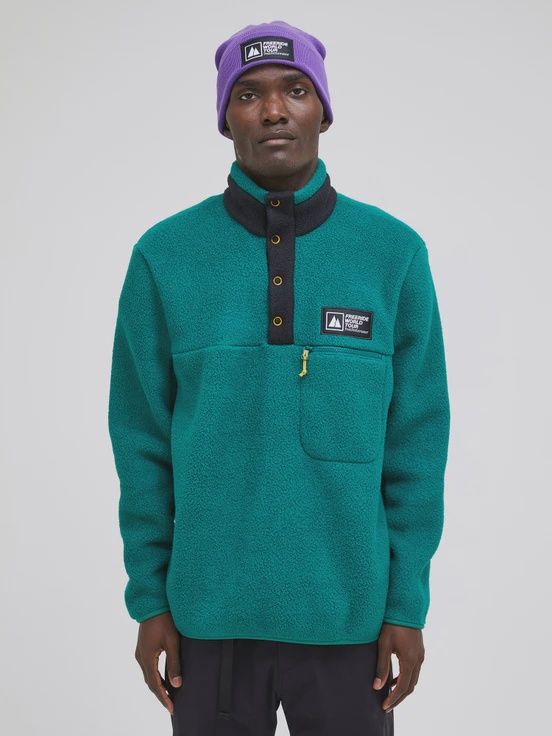 Peak Performance FWT M Fleece Snap T-Neck, Color: Green Ivy, Size: M