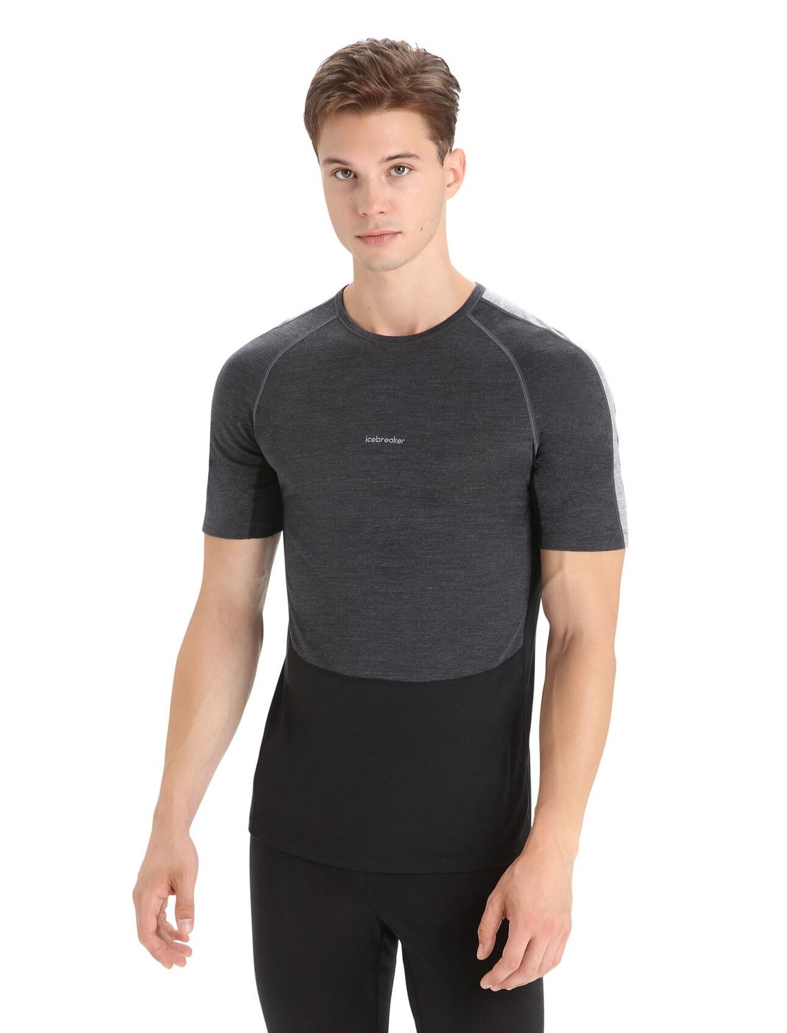 Icebreaker Men 125 ZoneKnit™ SS Crewe, Colour: Jet Heather/Black/Metro Heather/CB, Size: S