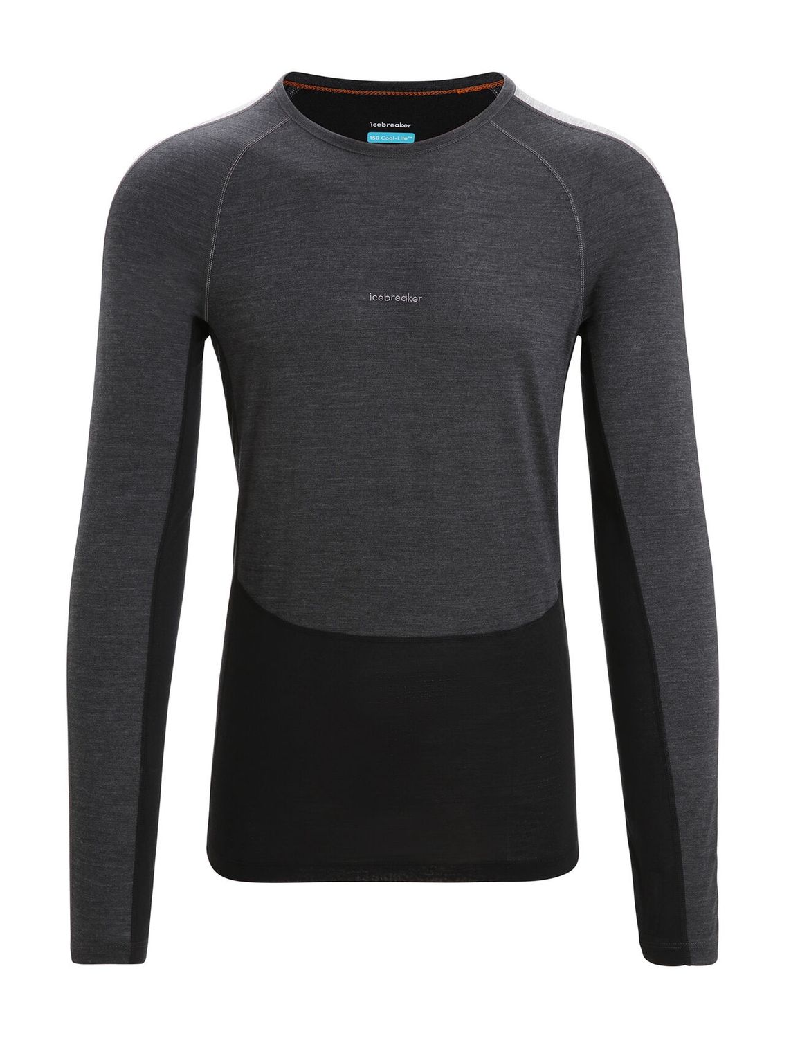 Icebreaker Men 125 ZoneKnit™ LS Crewe, Colour: Jet Heather/Black/Metro Heather/CB, Size: XL