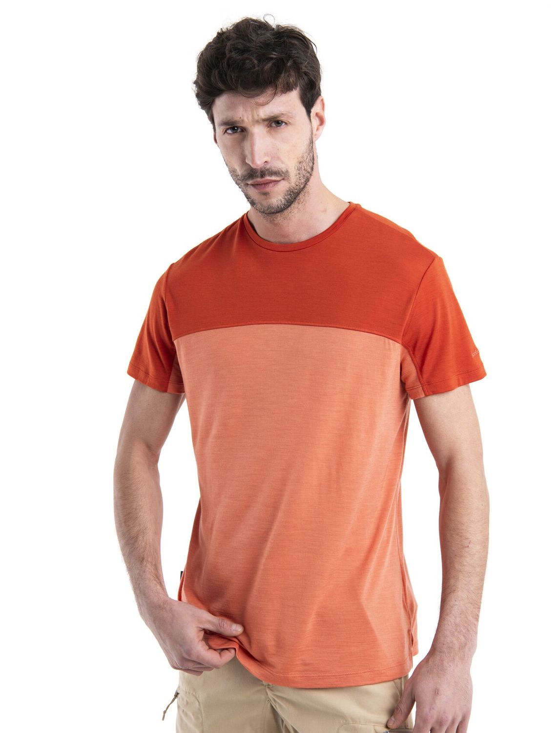 Icebreaker Men Merino Blend 125 Cool-Lite™ Sphere SS Tee Colour Block, Colour: Ember, Size: S
