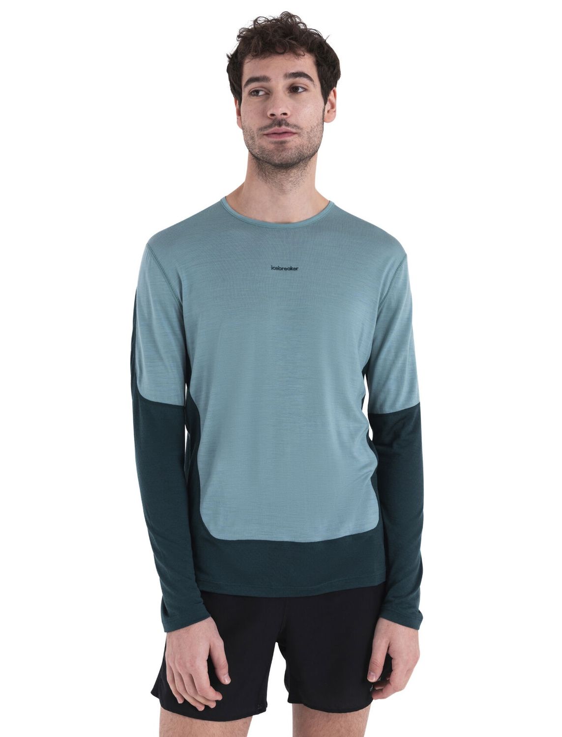 Icebreaker Men Merino Blend 125 ZoneKnit™ Energy Wind LS Tee, Colour: Fathom Green, Size: M