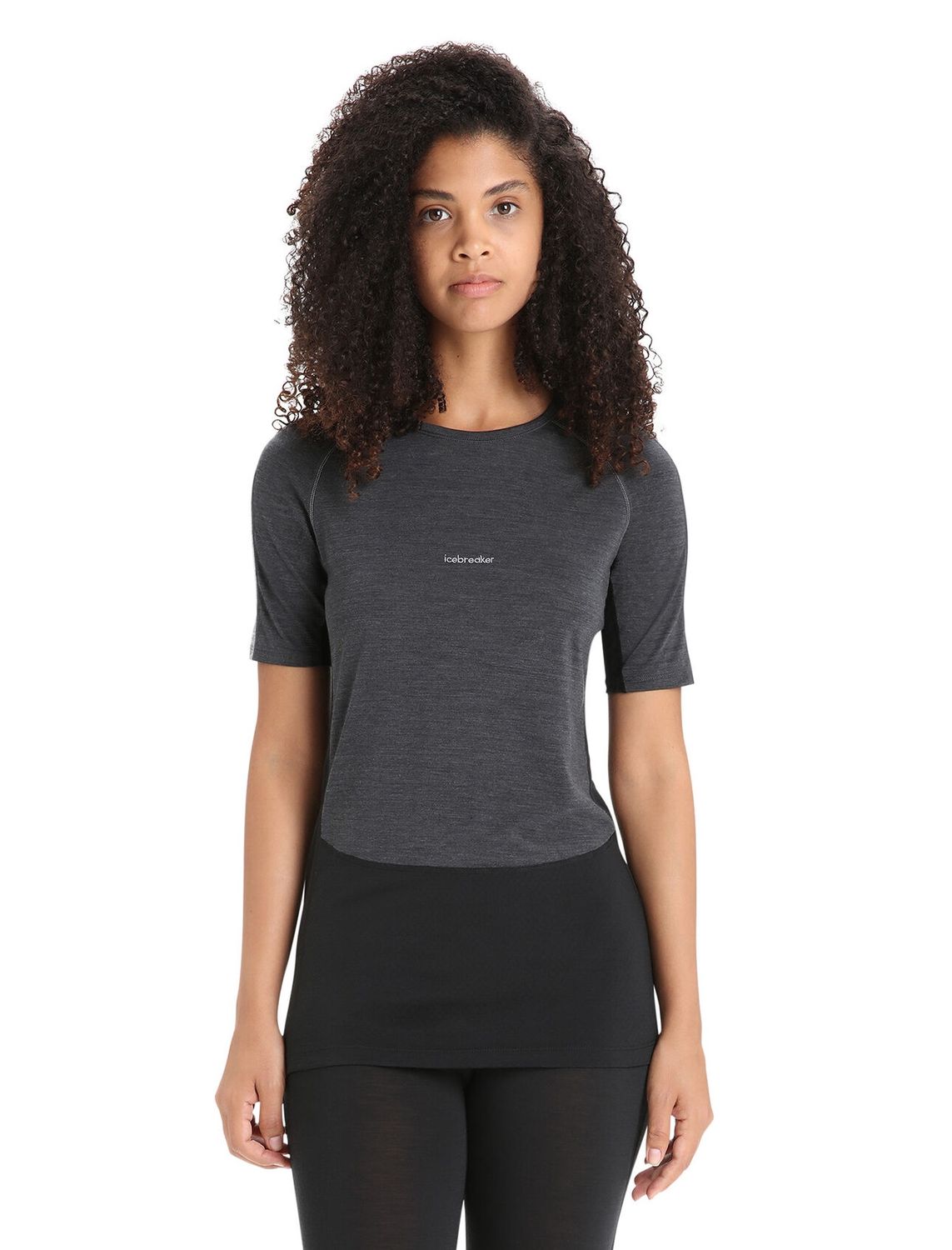 Icebreaker Women 125 ZoneKnit™ SS Crewe, Colour: Jet Heather, Size: L
