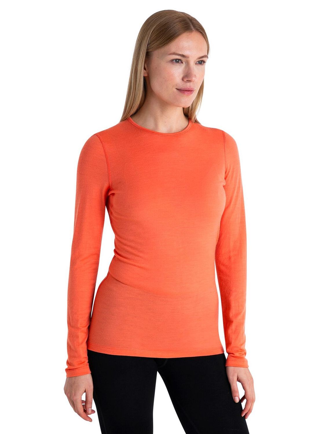 Icebreaker Women Merino 200 Oasis LS Crewe, Colour: Tang, Size: WXS