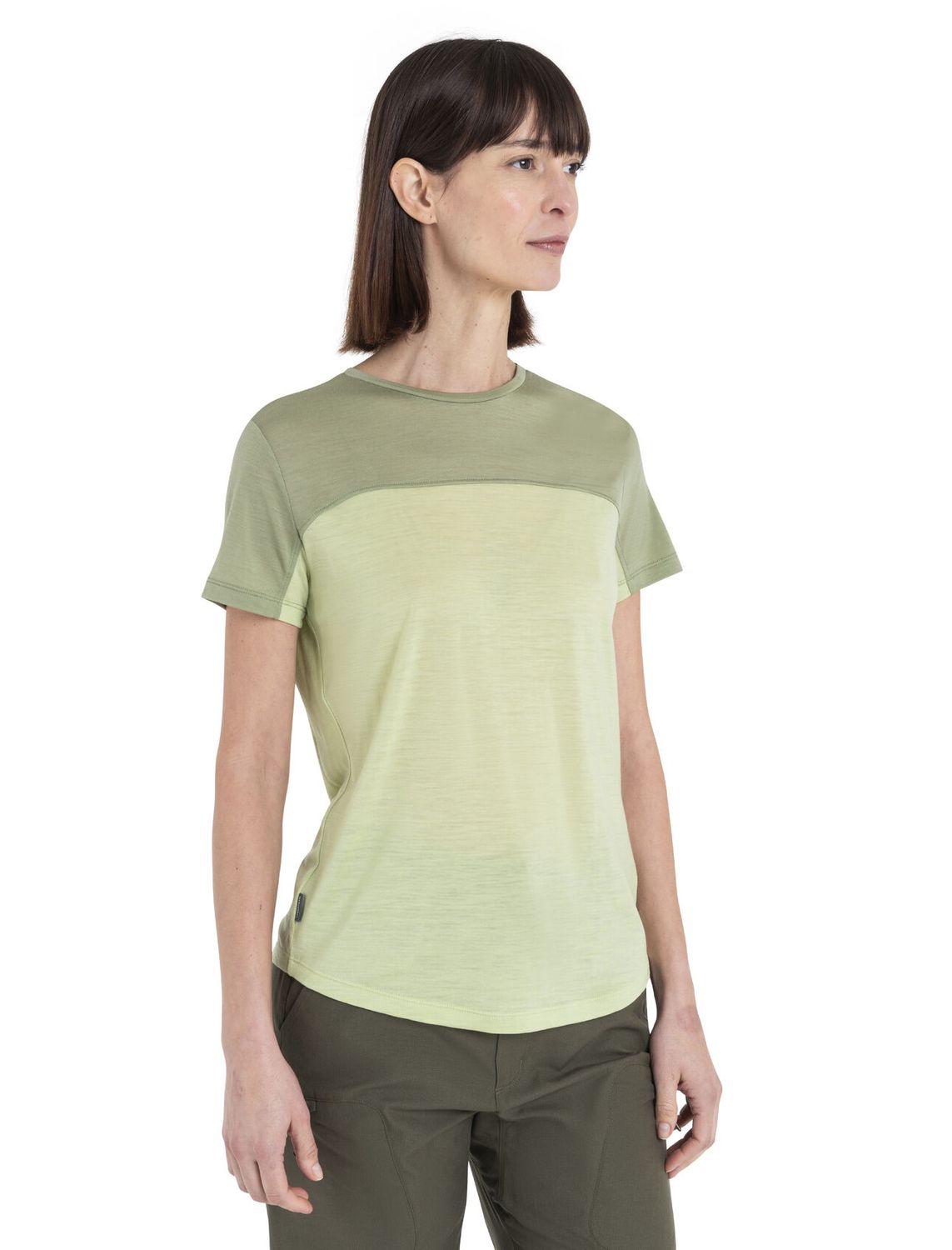 Icebreaker Women Merino Blend 125 Cool-Lite™ Sphere SS Tee Colour Block, Colour: Glazen, Size: L