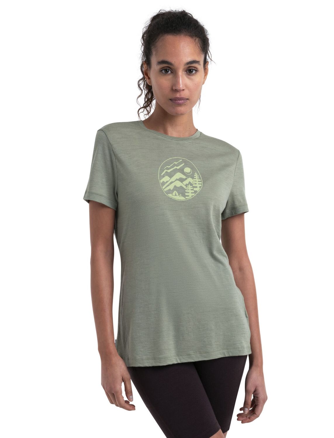 Icebreaker- Women Merino 150 Tech Lite SS Tee Camping circle, Size: XS, Color: Lichen