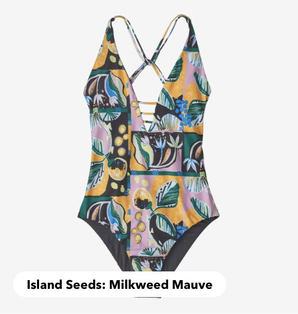 Patagonia W&#39;s Reversible Extended Break 1pc Swimsuit, Colour: Island Seeds: Milkweed Mauve, Size: S