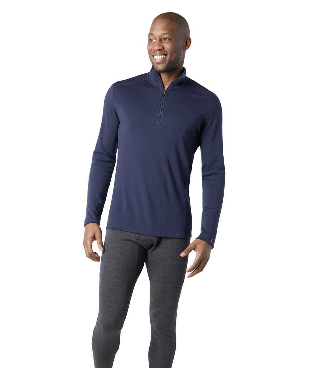 Smartwool Men&#39;s Classic Thermal Merino Base Layer 1/4 Zip Boxed, Colour: Deep Navy, Size: XL