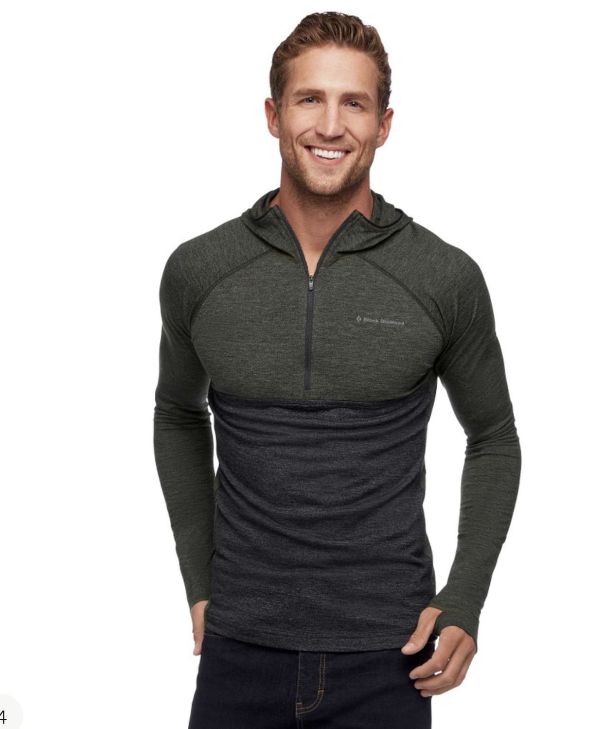 M SOLUTION 150 MERINO BASELAYER CREW HALF ZIP HOODY, Size: XL, Colour: Black-Cypress