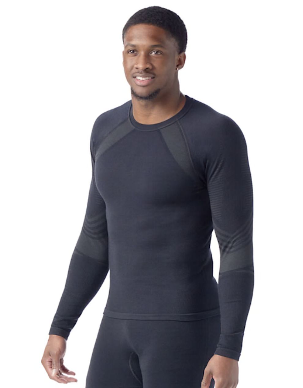 Smartwool Men&#39;s Intraknit Active Base Layer Crew, Colour: Black-Charcoal, Size: M