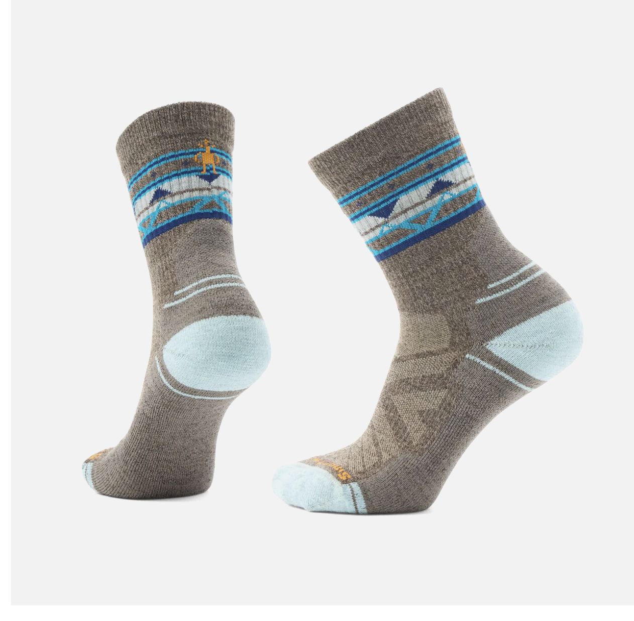 Women's Hike Light Cushion Zig Zag Valley Mid Crew Socks, Colour: MILITARY OLIVE-FOSSIL, Size: S