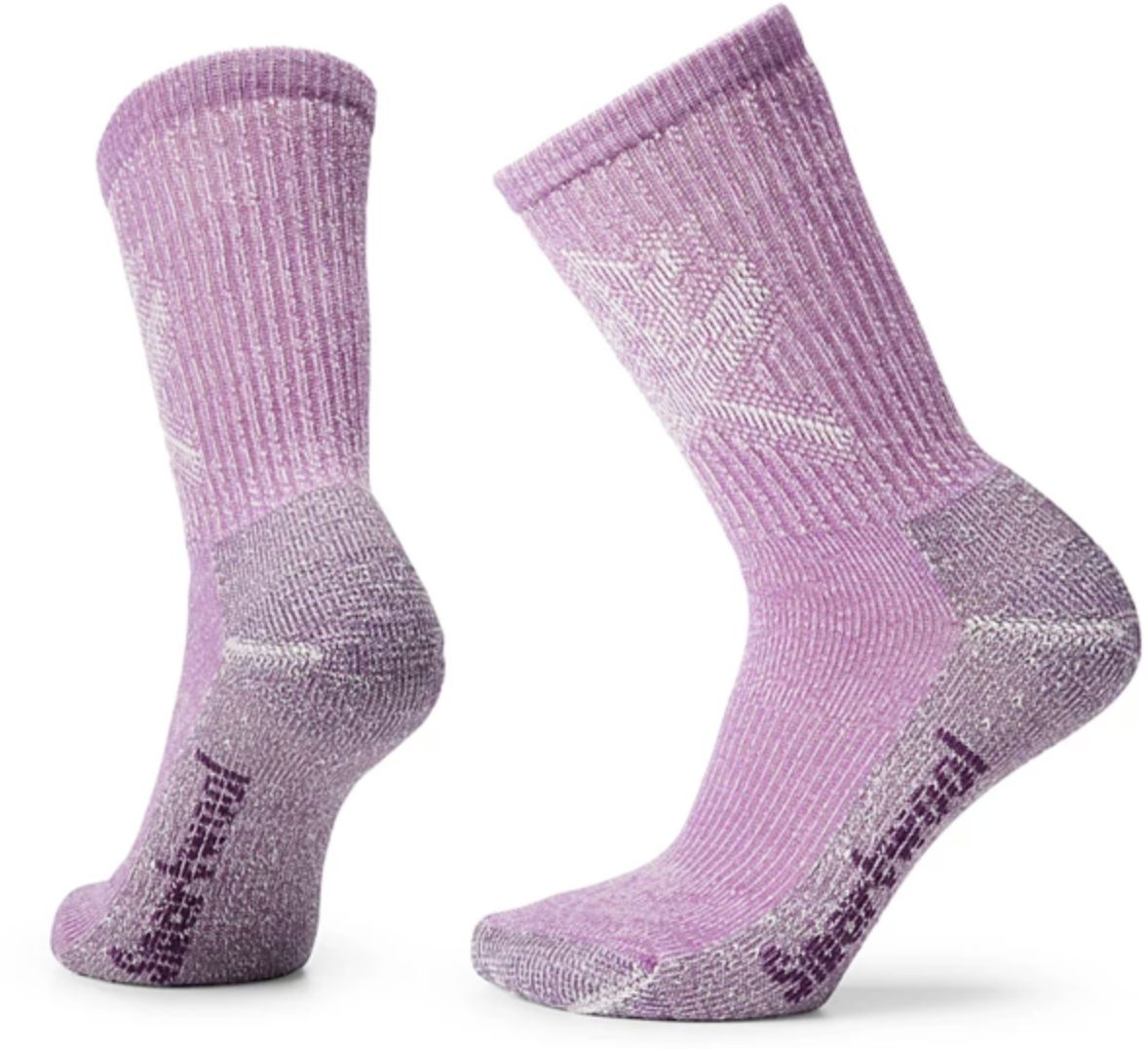 Women's Hike Classic Edition Light Cushion Leaf Pattern Crew Socks, Colour: MEADOW MAUVE, Size: S
