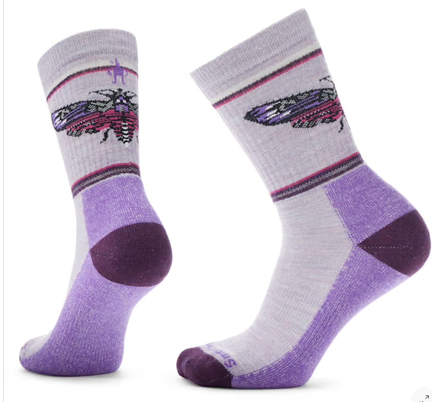 Everyday Mystic Moth Crew Socks, Colour: PURPLE ECLIPSE, Size: S