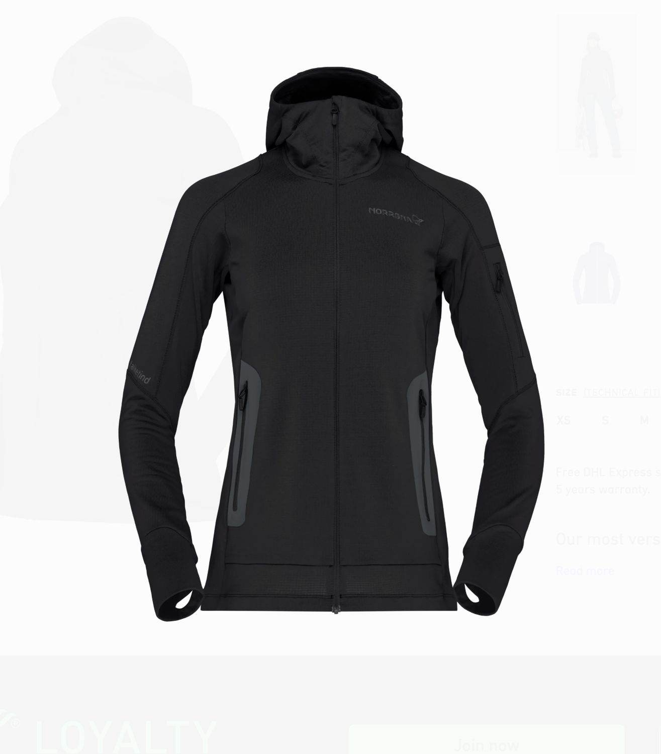 Falketind Power Grid Hood-FW24, Colour: Caviar Black, Gender: Womens, Size: L