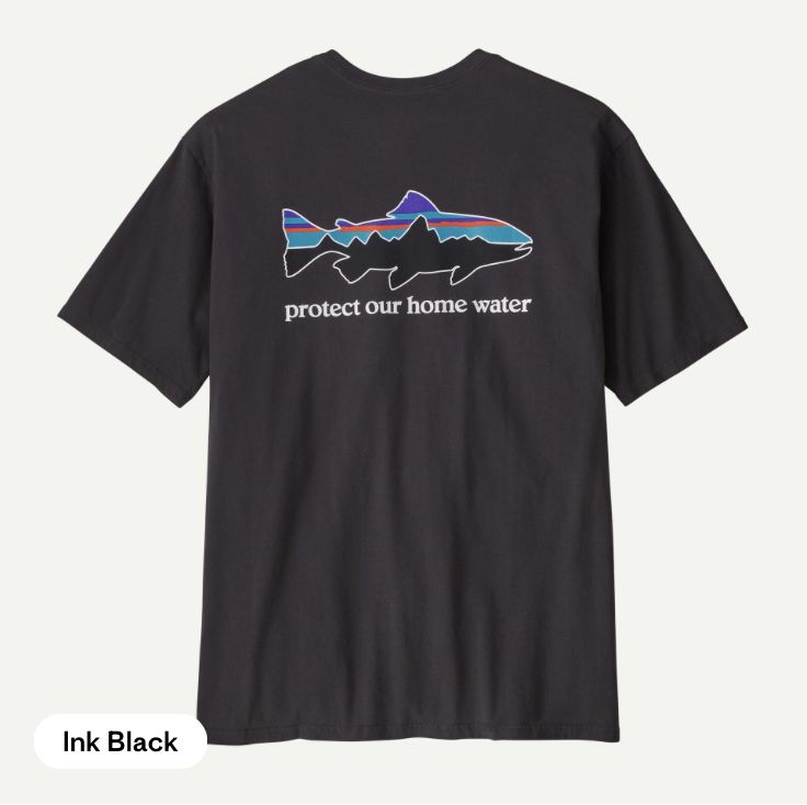 M's Home Water Trout Organic T-Shirt, Colour: Ink Black, Size: S