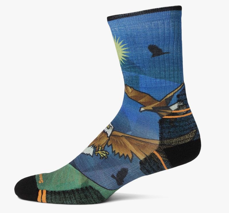 Hike Targeted Cushion Eagle Print Crew Socks
