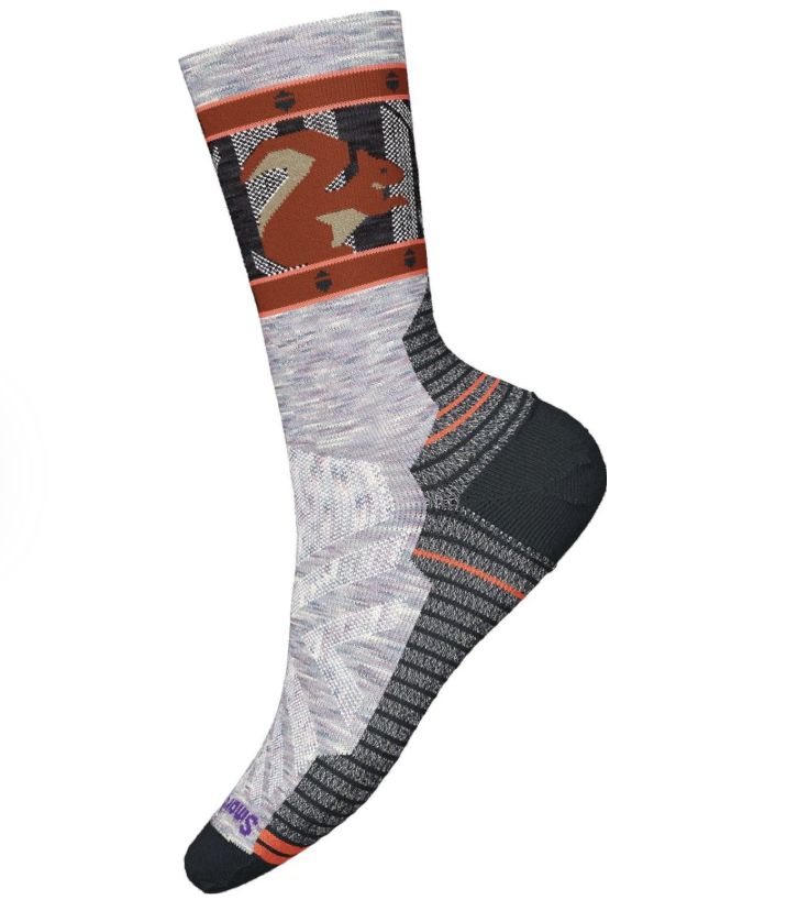 Women's Hike Light Cushion Squirrely Print Crew Socks, Colour: PURPLE ECLIPSE, Size: S