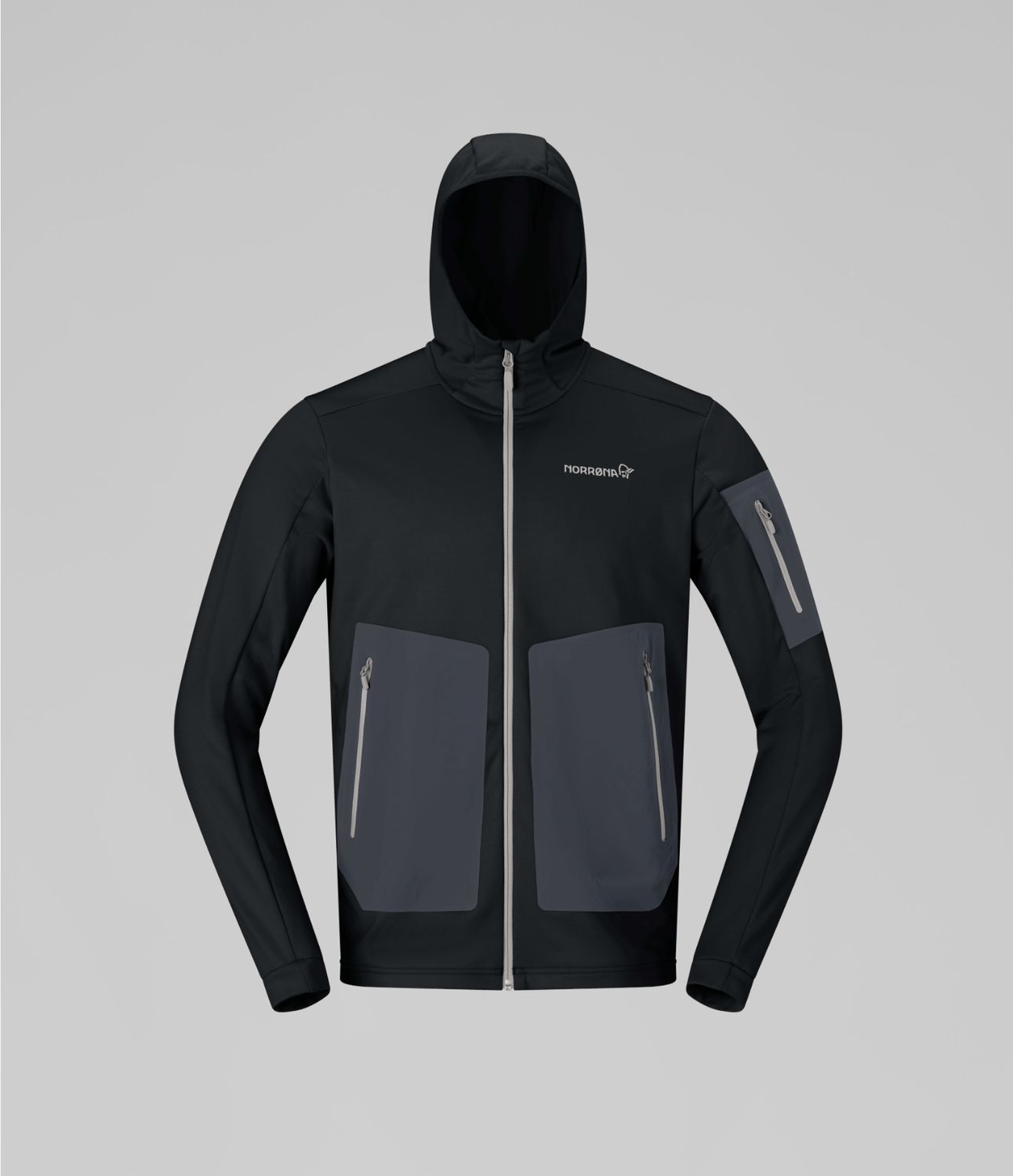 falketind warm2 stretch Hood, Colour: Caviar Black, Gender: mens, Size: L