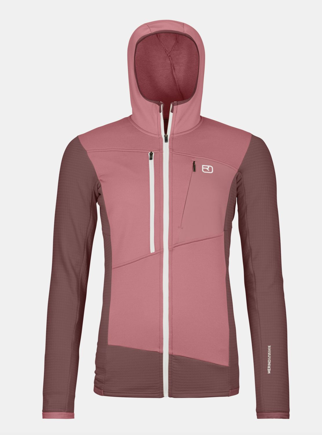 FLEECE GRID HOODY W, Color: mountain rose, Size: S