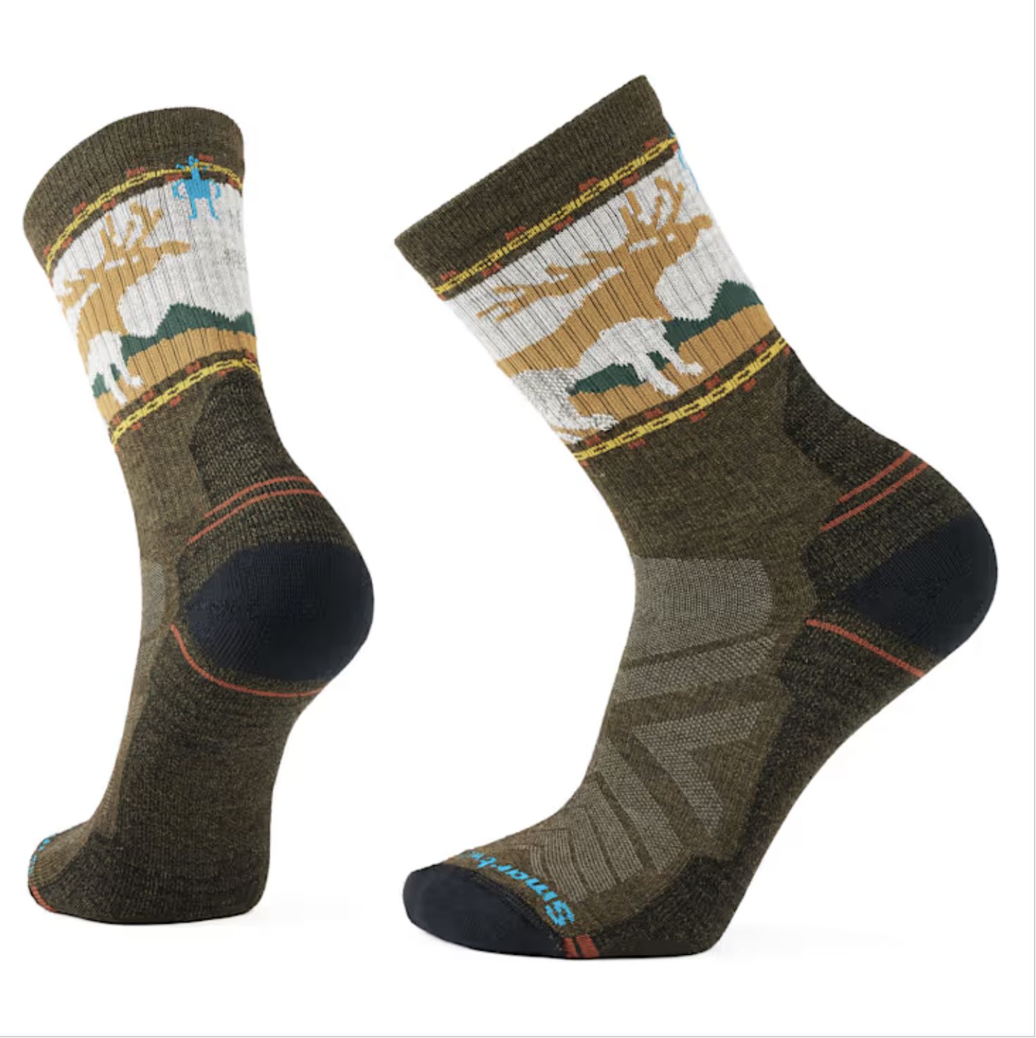 Hike Light Cushion Mountain Moose Crew Socks, Colour: MILITARY OLIVE, Size: S