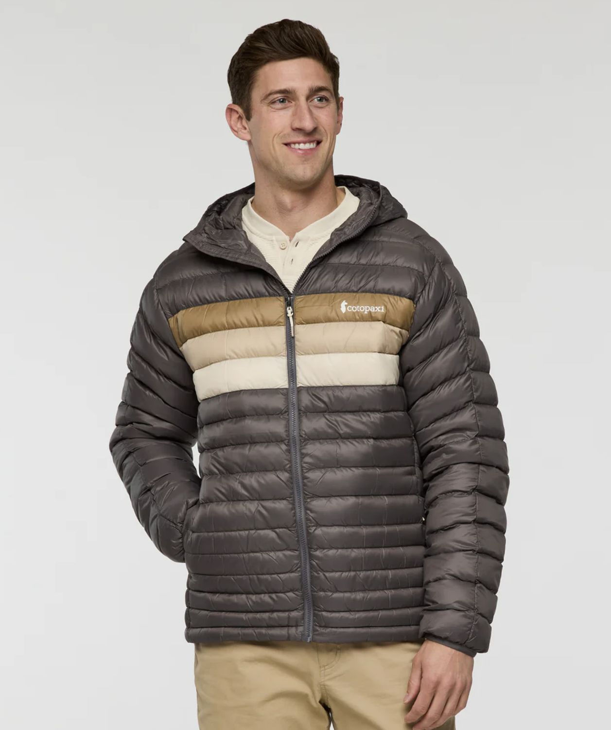 Fuego Down Hooded Jacket - Mens, Colour: Cinder Stripes, Size: M