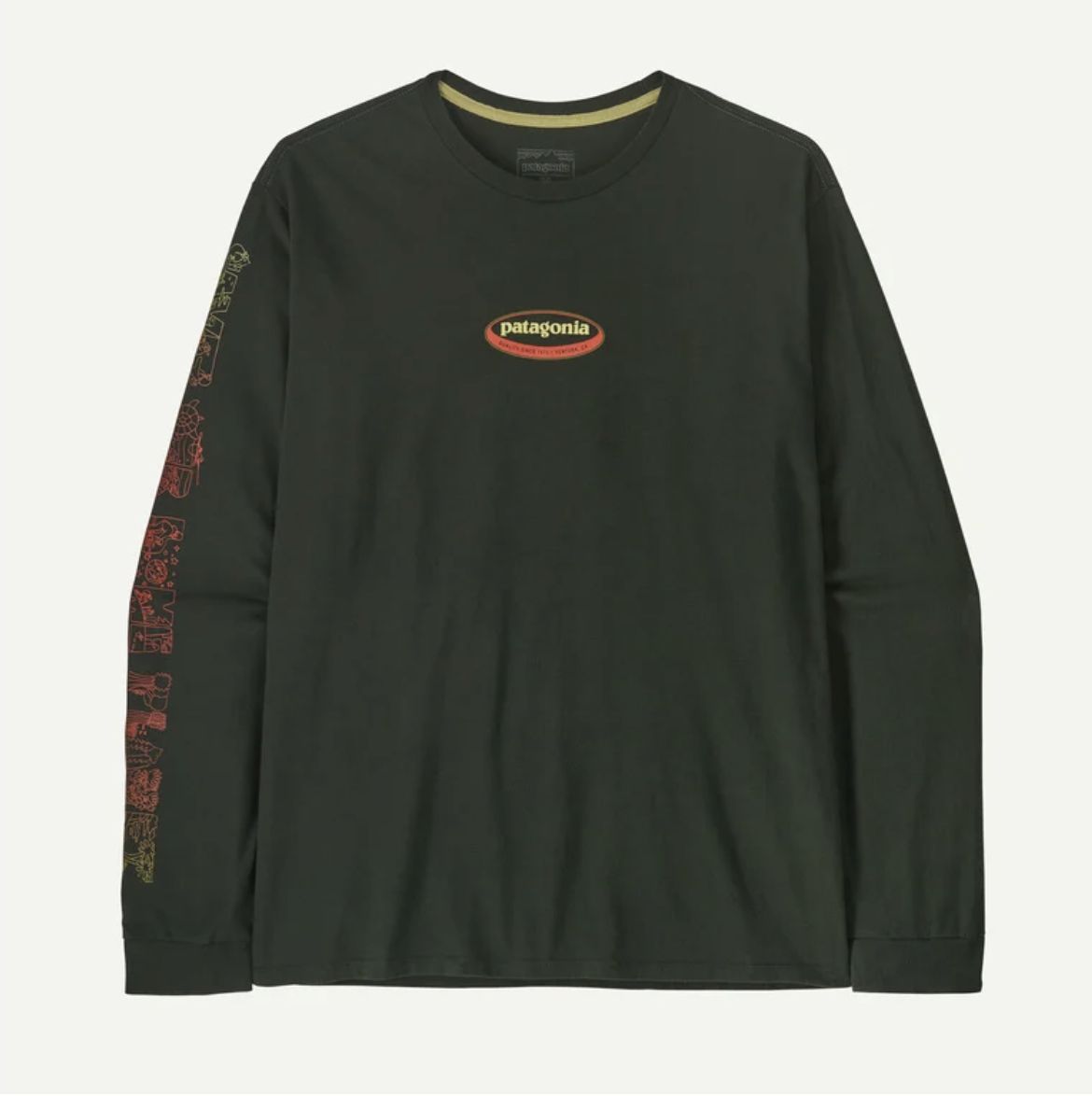 M's L/S Long Way Round Organic T-Shirt, Colour: Old Growth Green, Size: XS