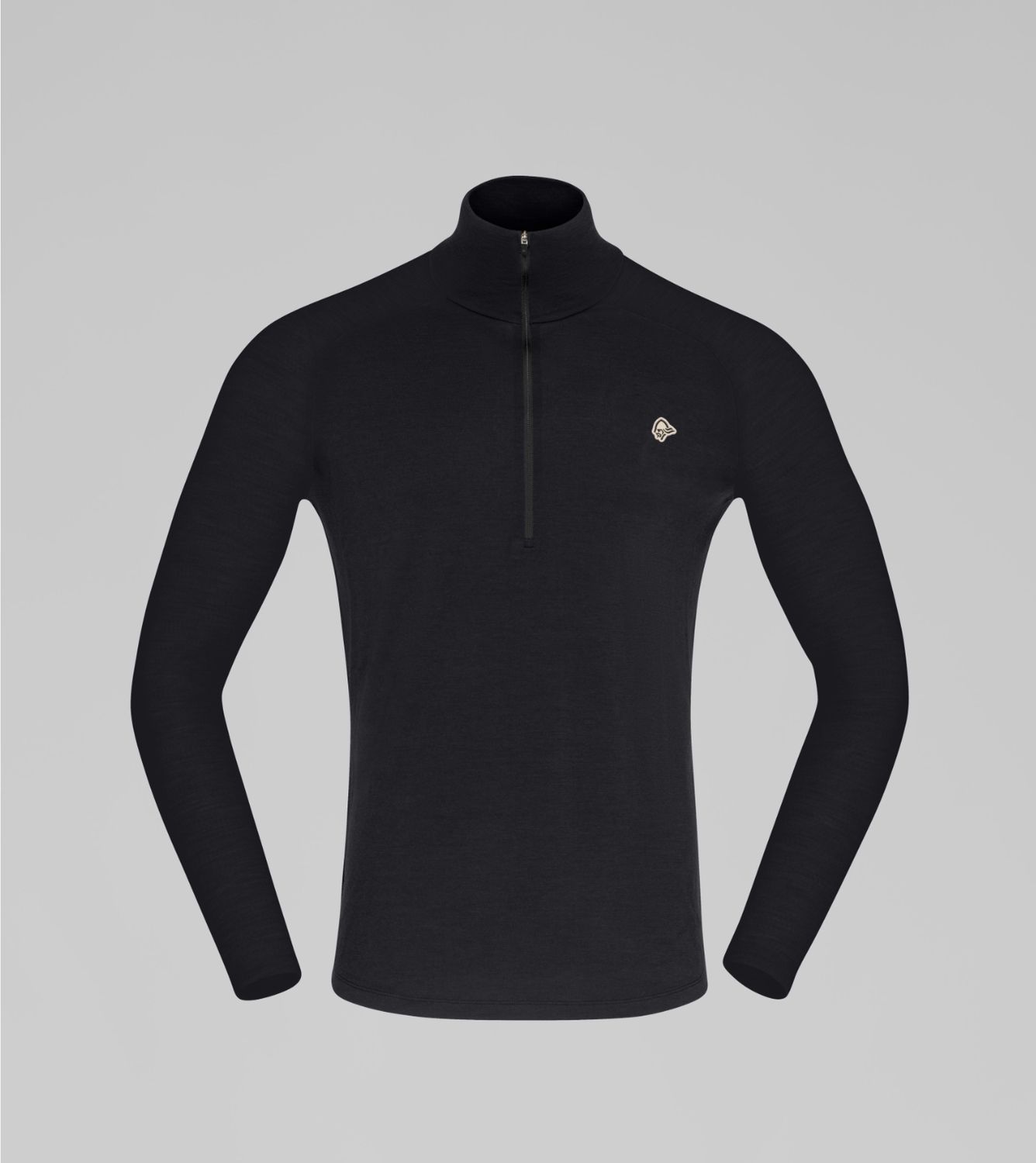 femund pureUll Zip Neck, Colour: Caviar Black, Gender: mens, Size: L