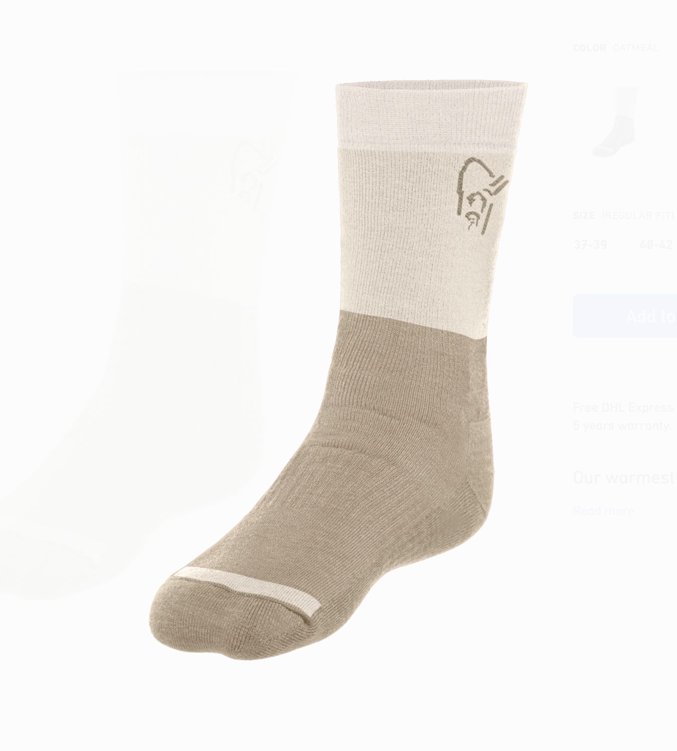 trollveggen heavy merinoUll Socks, Colour: Oatmeal, Gender: unisex, Size: 37-39