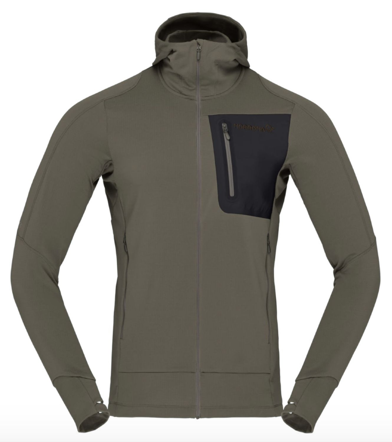falketind Power Grid Zip Hood, Colour: Beluga, Gender: mens, Size: L