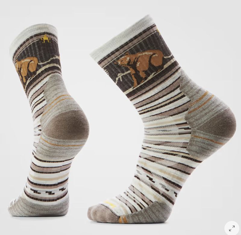 Hike Targeted Cushion Bear Stripe Mid Crew Socks