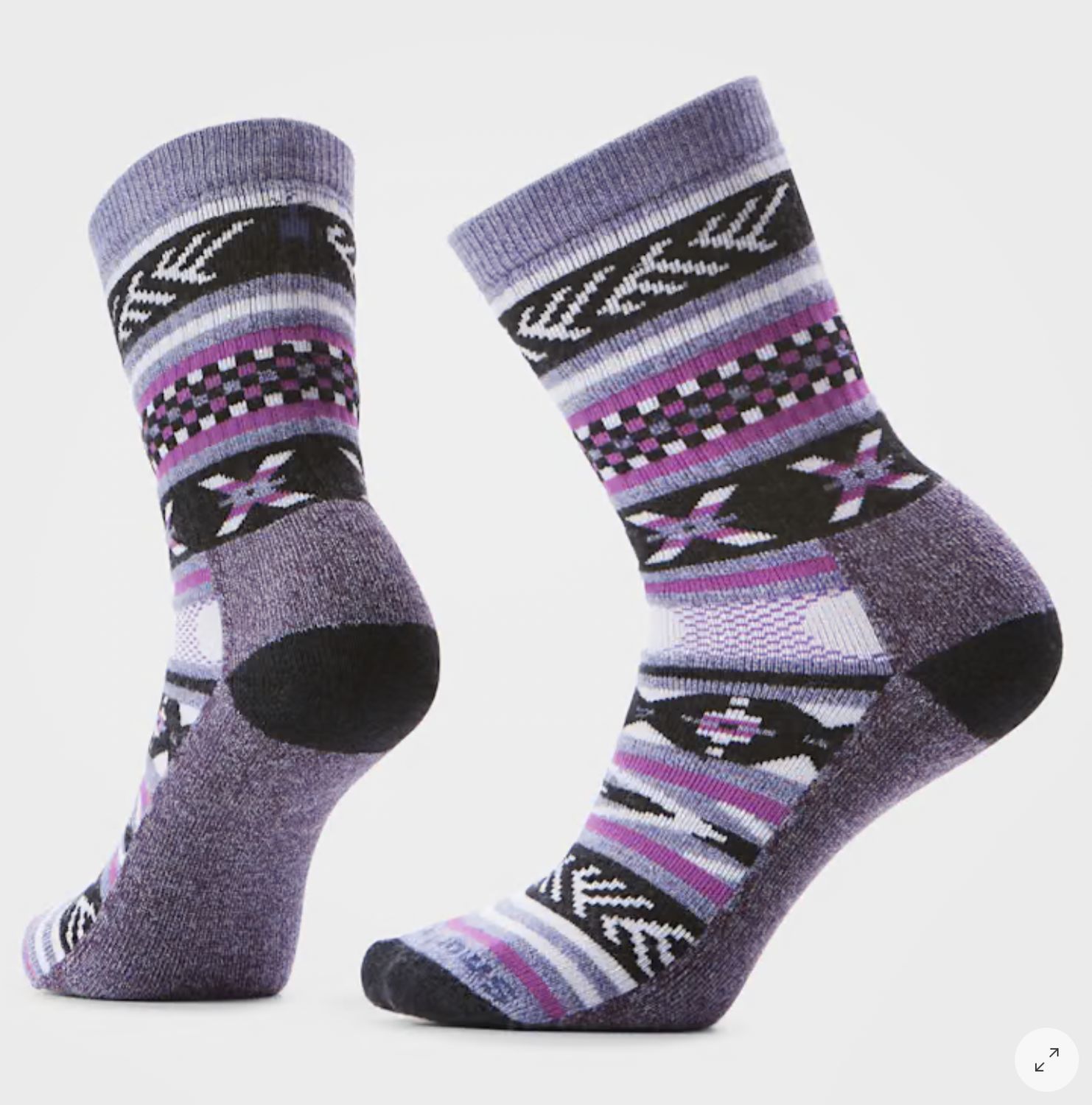 Everyday Cozy Cabin Games Crew Socks, Colour: CHALK VIOLET, Size: S