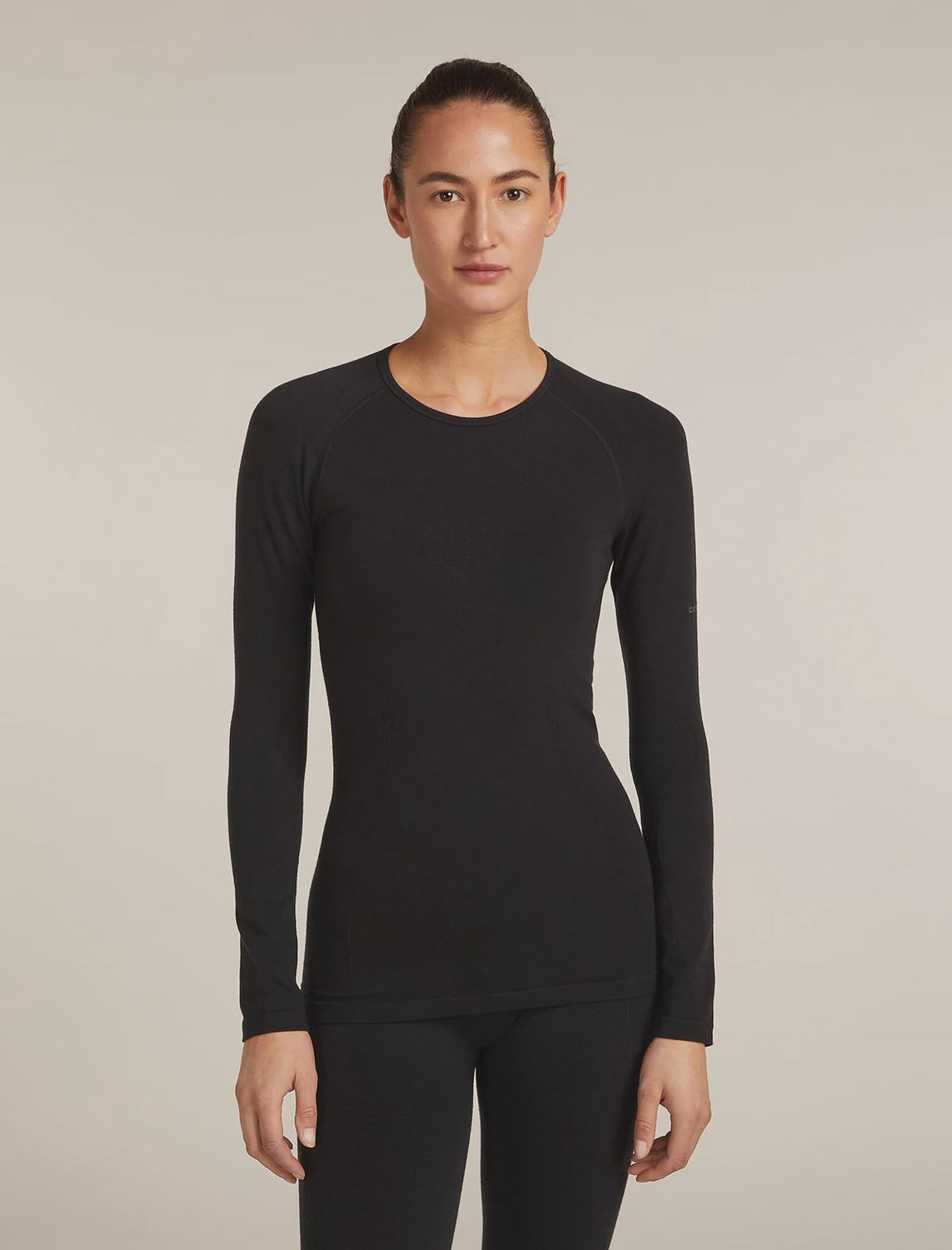 Women Merino Blend 260 Zoneknit™ Seamless LS Crewe, Colour: BLACK, Size: XSmall