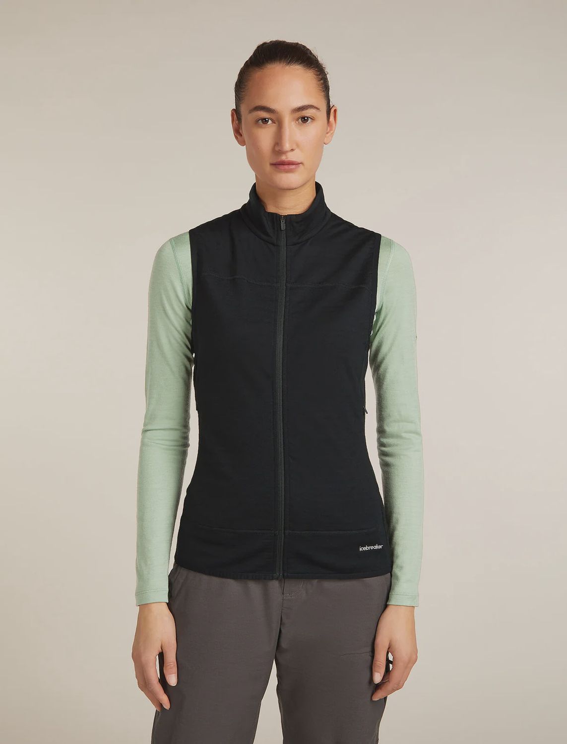 Women Merino Blend 300 RealFleece™ Descender Vest, Colour: BLACK, Size: XSmall