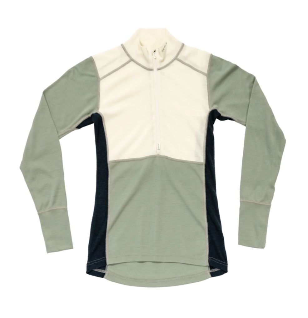 LAUPAREN MERINO 190 ZIP NECK WMN, Colour: RAW WHITE/FOG/INK, Size: XS