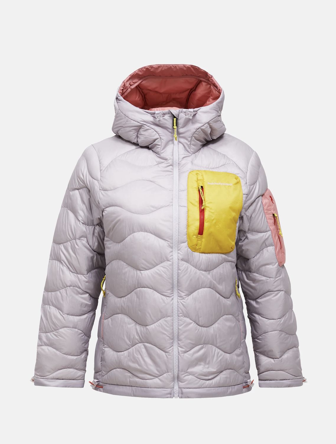 Helium Utility Down Hood Jacket Women, Colour: Misty Lavender/CANARY LIME, Size: S