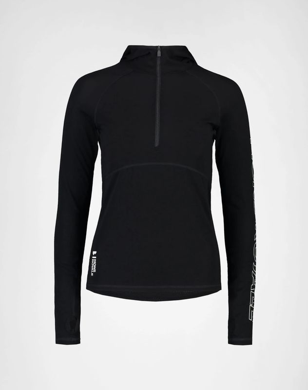 Bella Merino Long Sleeve Hood-Black-Wmns