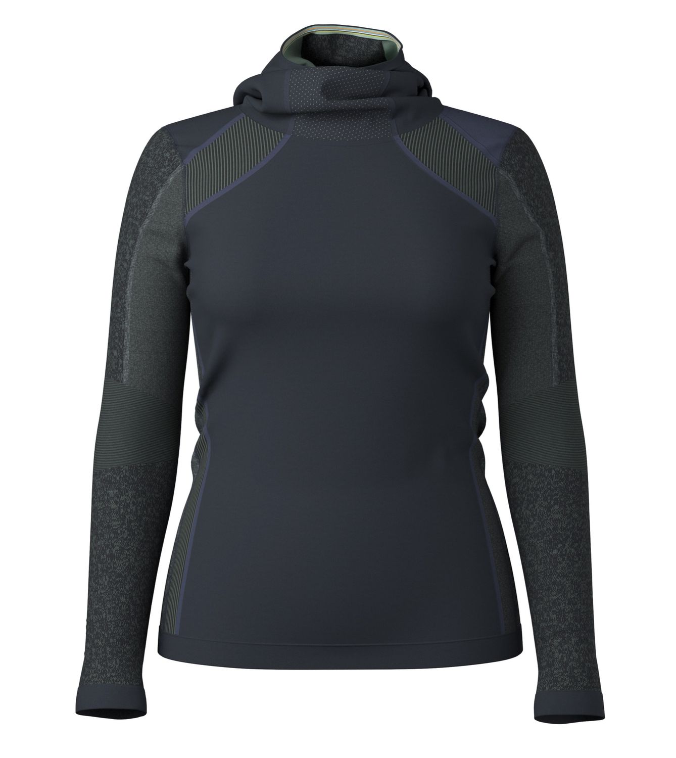 Women's Intraknit Thermal Merino Base Layer Hoodie, Colour: DEEP NAVY-ARCTIC GREEN, Size: S