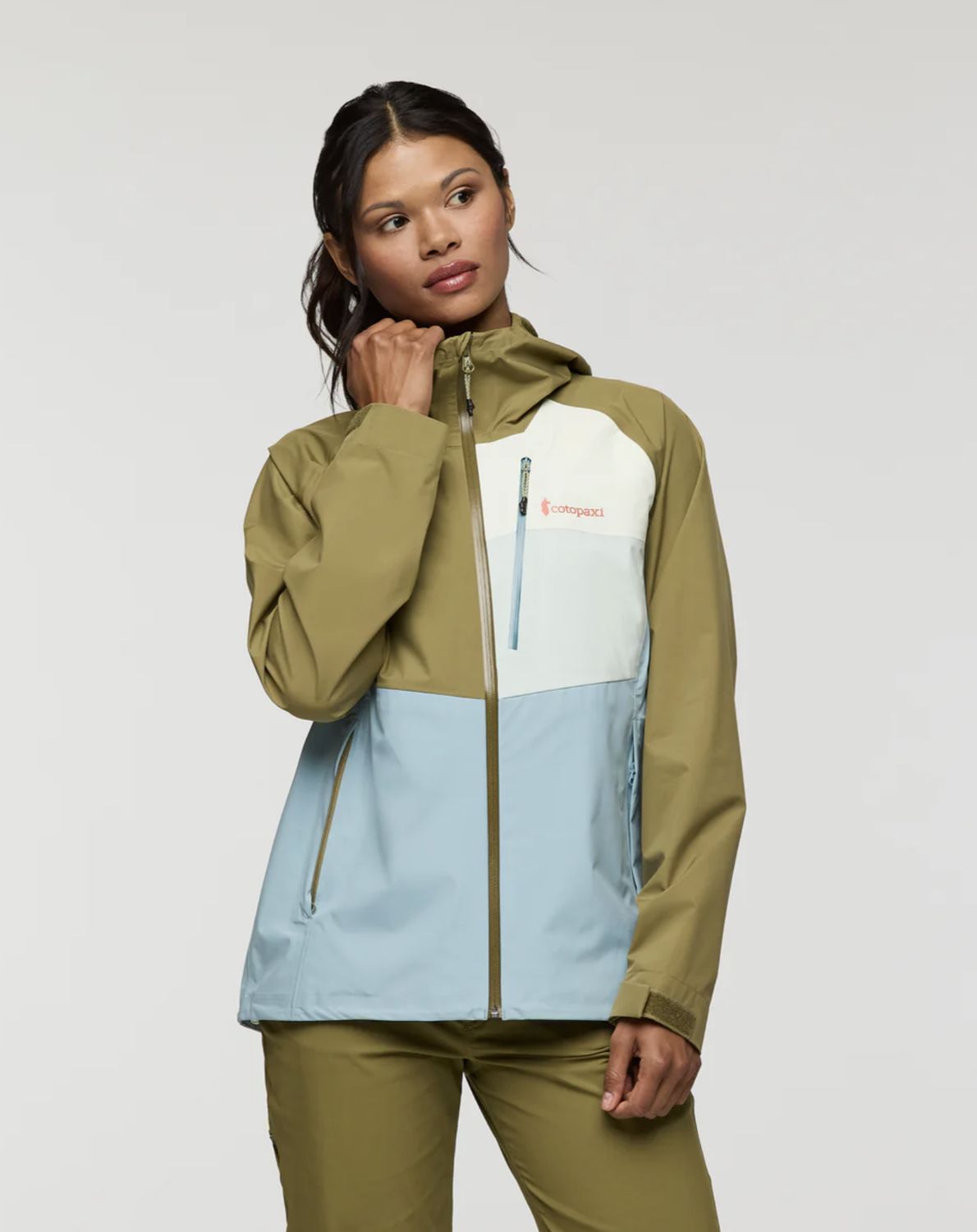 Impermeo 3L Hooded Shell Jacket - Womens, Colour: Moss And Sea Spray, Size: M