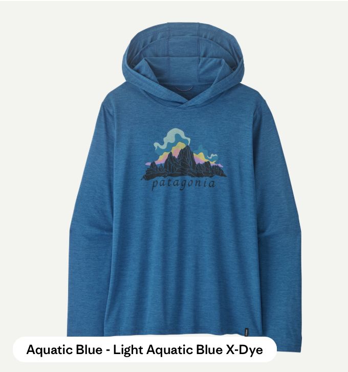 W's Cap Cool Daily Hoody - Fitz Roy Nimbus, Colour: Aquatic Blue - Light Aquatic Blue X-Dye, Size: S
