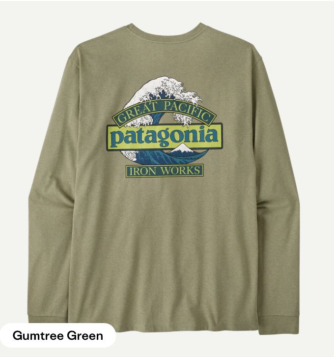 M's L/S Great Waves Responsibili-Tee, Colour: Gumtree Green, Size: XS