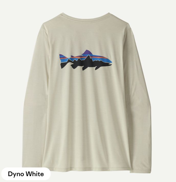 W's L/S Cap Cool Daily Shirt - Fitz Roy Trout, Colour: Dyno White, Size: XS