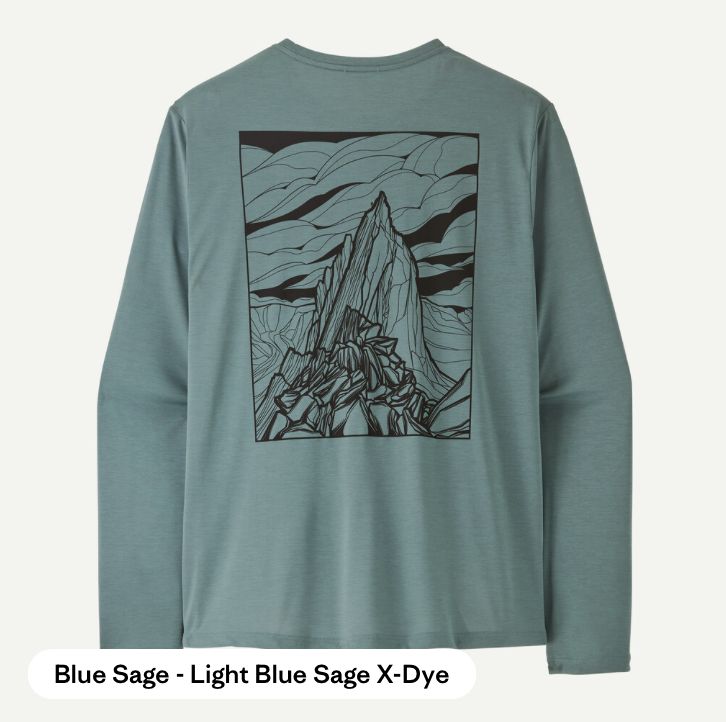 M's L/S Cap Cool Daily Shirt - Cloud Crag, Colour: Blue Sage - Light Blue Sage X-Dye, Size: S