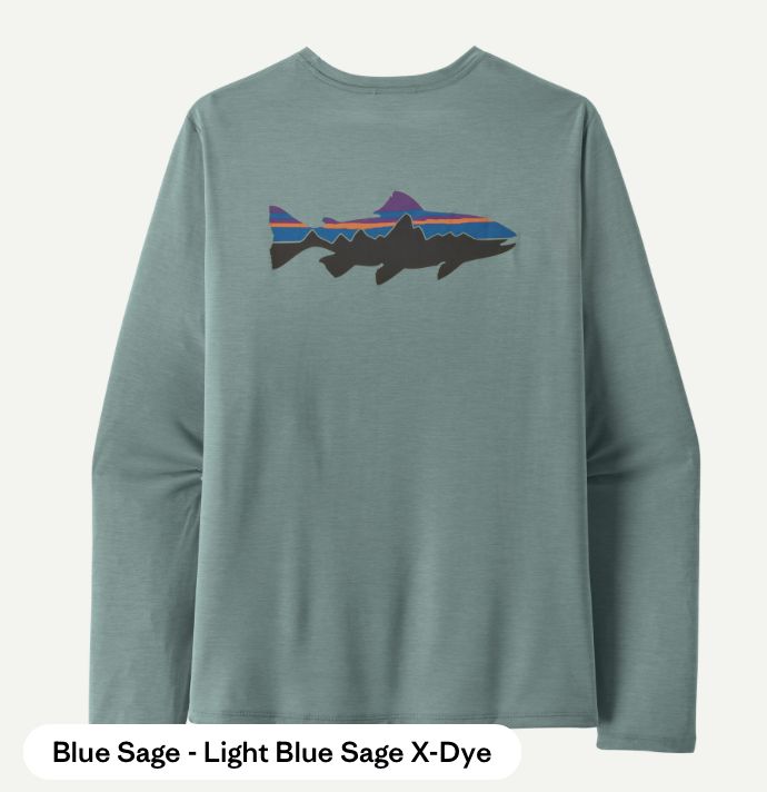 M's L/S Cap Cool Daily Shirt - Fitz Roy Trout, Colour: Blue Sage - Light Blue Sage X-Dye, Size: XS