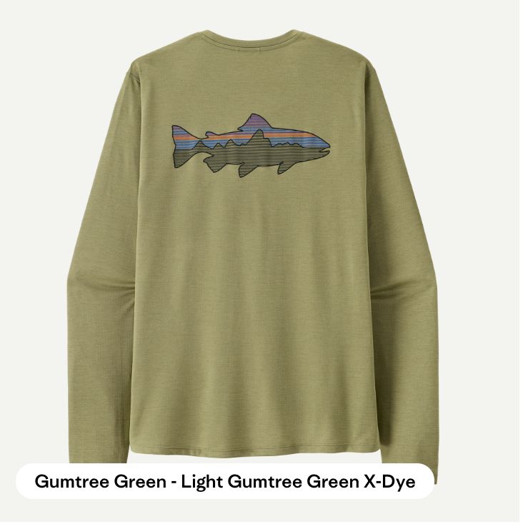 M's L/S Cap Cool Sun Shirt - Fitz Roy Trout M's L/S Cap Cool Sun Shirt - Fitz Roy Trout, Colour: Gumtree Green - Light Gumtree Green X-Dye, Size: XS