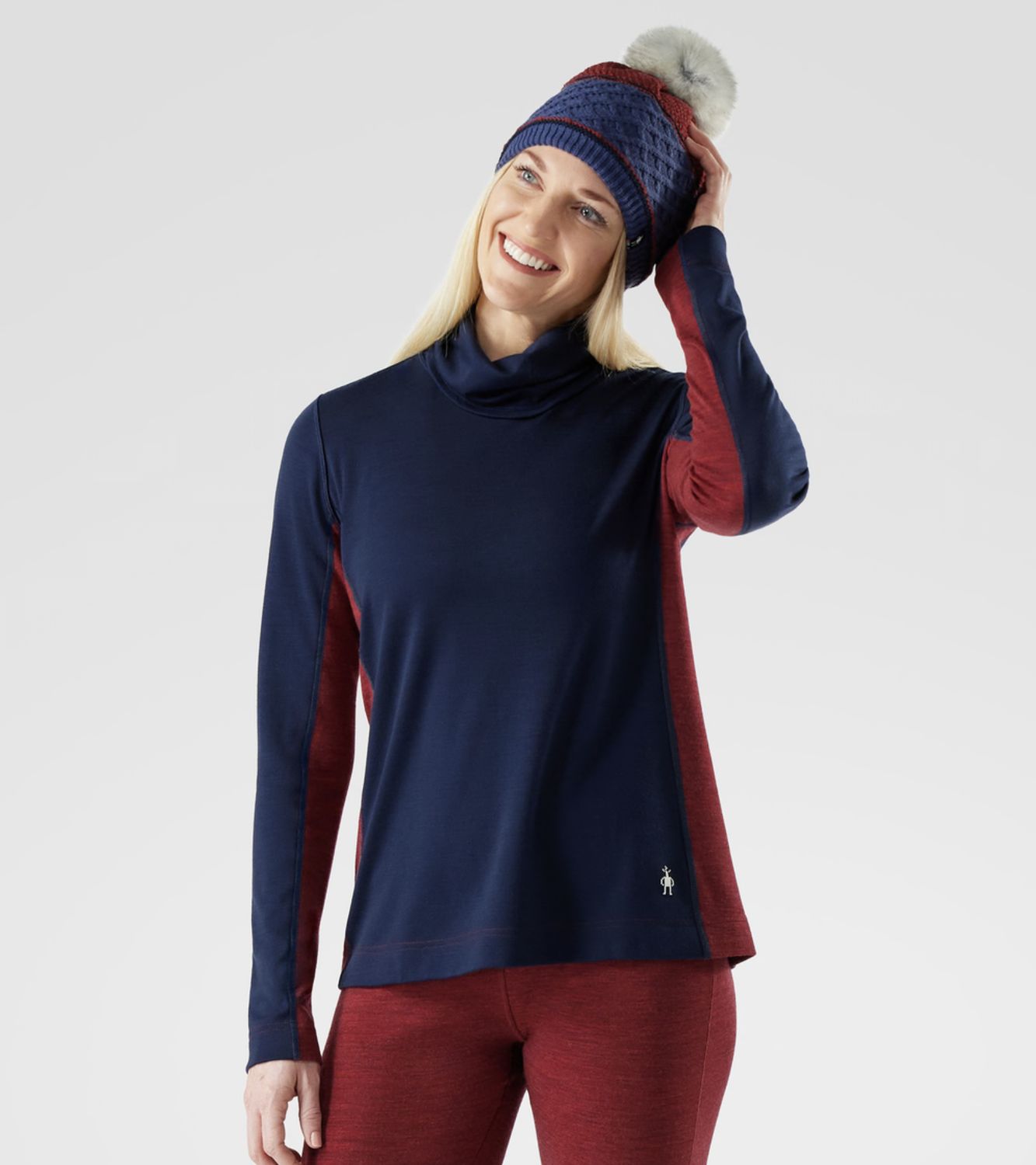 Women's Classic Thermal Merino Mock, Colour: DEEP NAVY, Size: L
