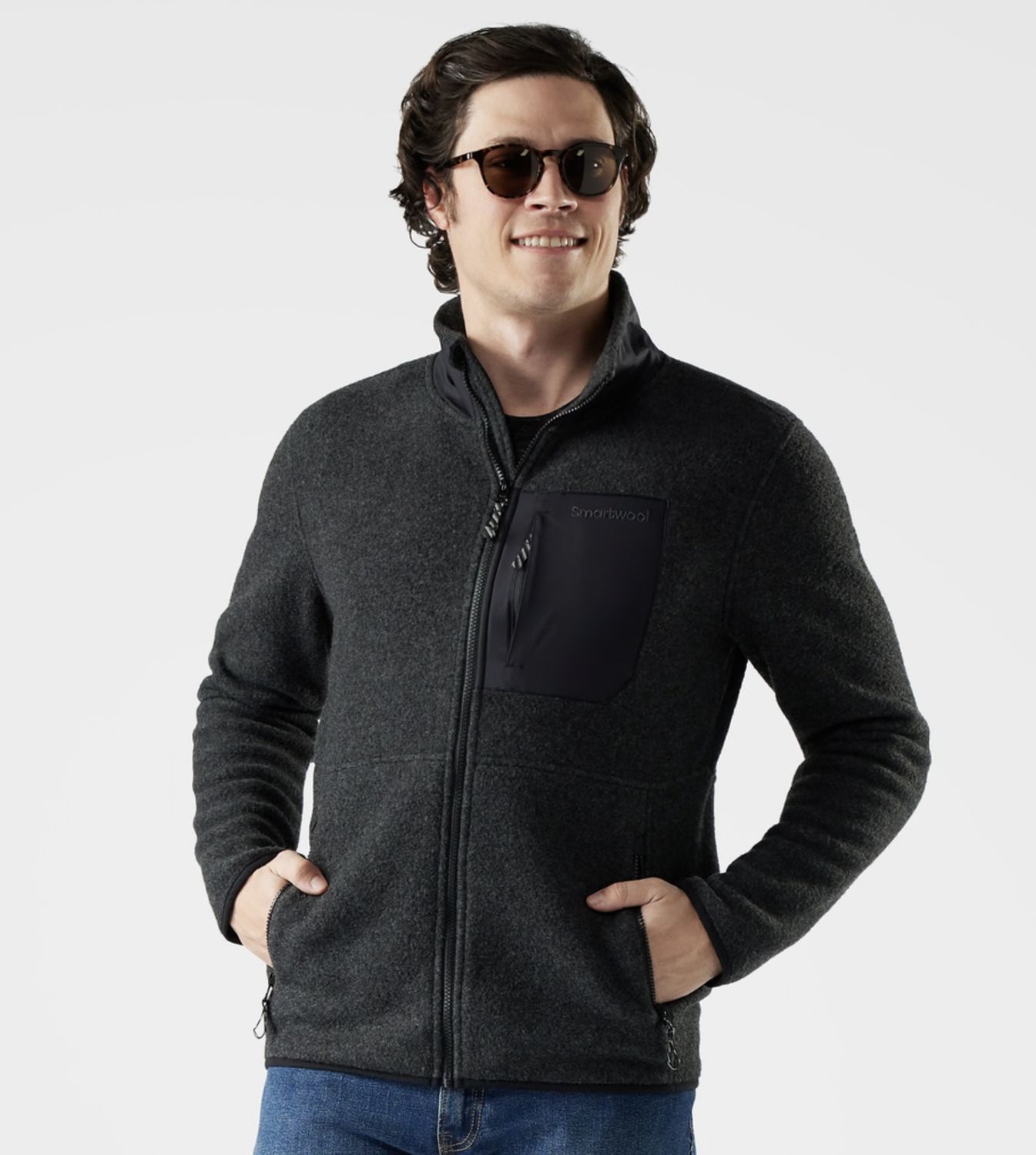 Men's Second Cut Fleece Jacket, Colour: CHARCOAL, Size: M