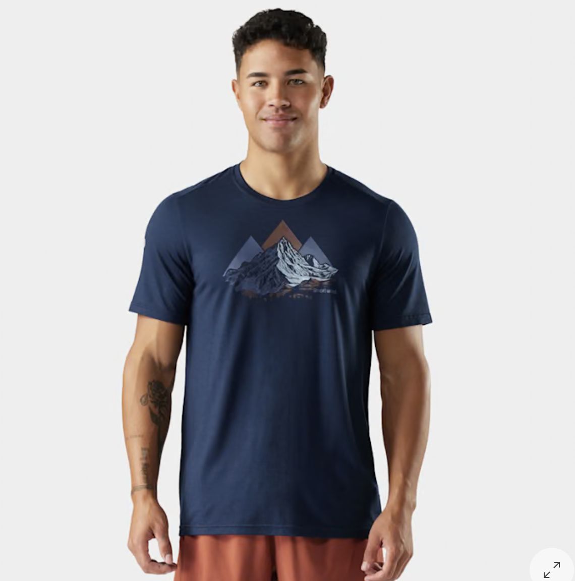 Men's Peak Bagger Active Short Sleeve Graphic Tee, Colour: NAVY, Size: M