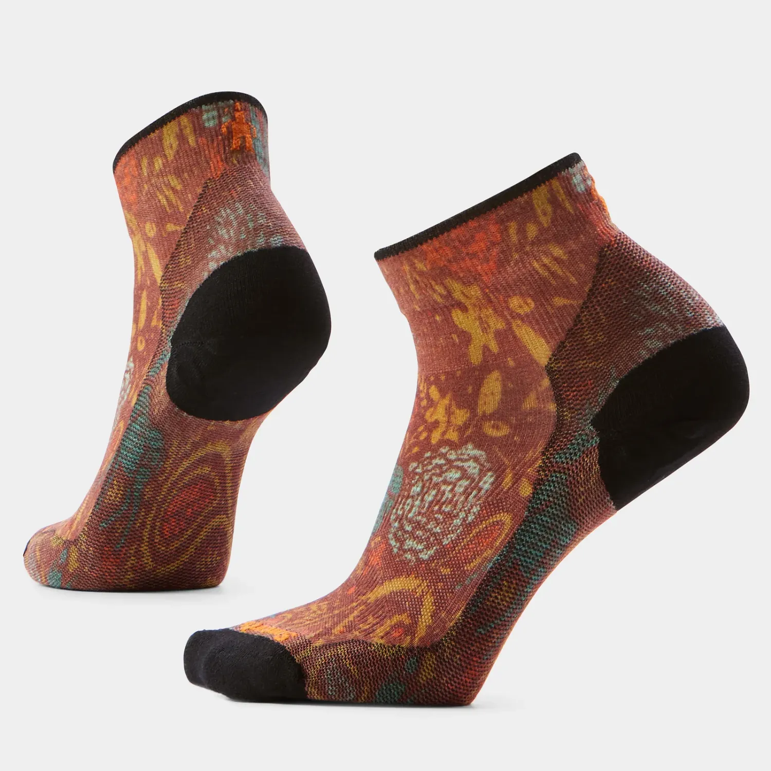 Women's Bike Zero Cushion Paisley Print Ankle Socks, Colour: PICANTE, Size: S