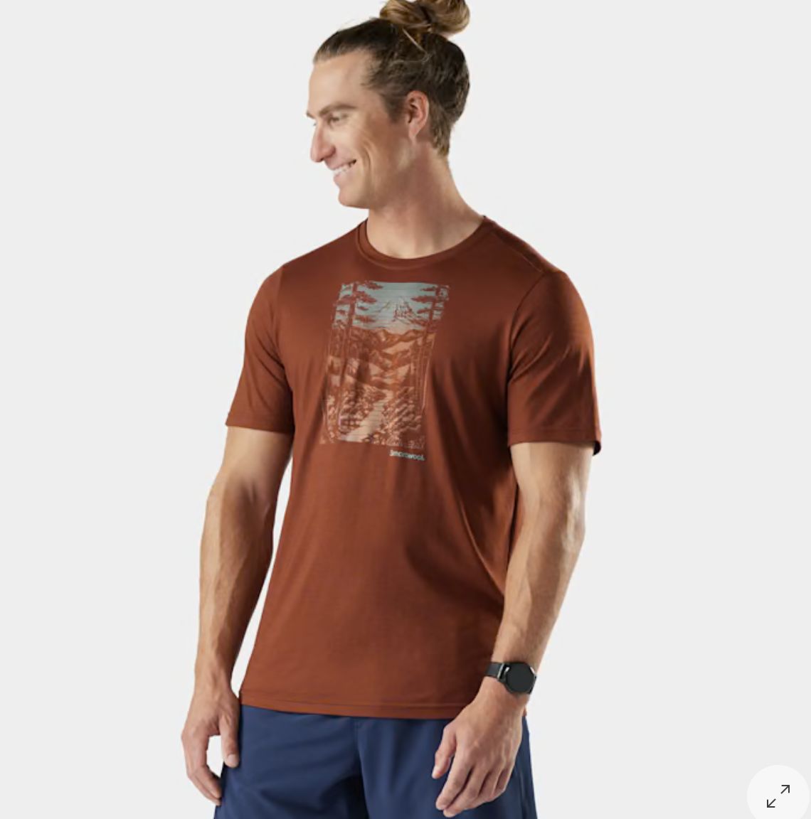 Men's Winding Trail Active Short Sleeve Graphic Tee, Colour: BURNT SIENNA, Size: M