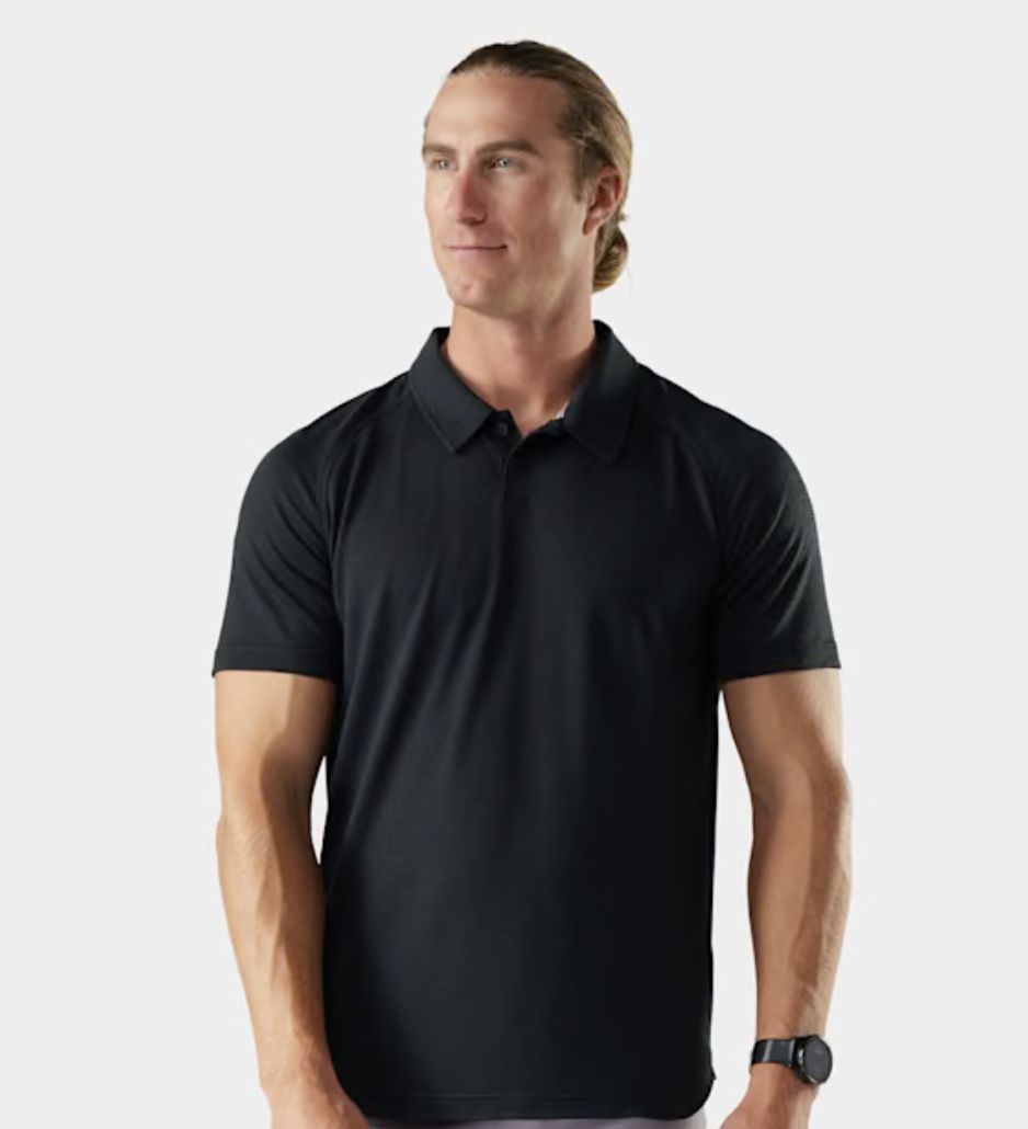 Men's Active Mesh Polo, Colour: BLACK, Size: M