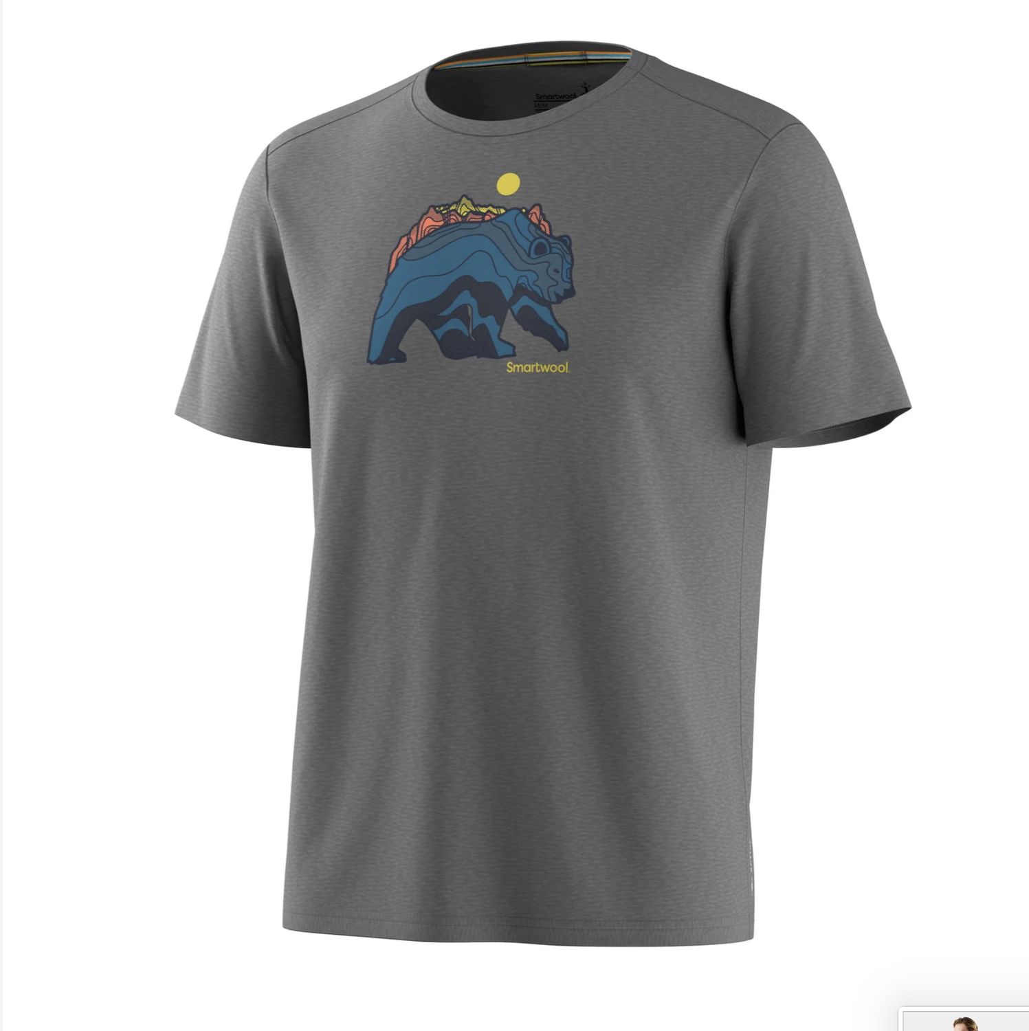 Men's Bear Strata Active Short Sleeve Graphic Tee, Colour: LIGHT GRAY HEATHER, Size: M